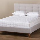 Baxton Studio Valencia Mid-Century Modern Greyish Beige Fabric Queen Size Platform Bed