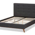 Baxton Studio Valencia Mid-Century Modern Dark Grey Fabric Queen Size Platform Bed
