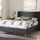 Baxton Studio Valencia Mid-Century Modern Dark Grey Fabric Full Size Platform Bed