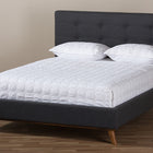 Baxton Studio Valencia Mid-Century Modern Dark Grey Fabric Full Size Platform Bed