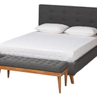 Baxton Studio Valencia Mid-Century Modern Dark Grey Fabric Upholstered Full Size 2-Piece Bedroom Set