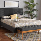 Baxton Studio Valencia Mid-Century Modern Dark Grey Fabric Upholstered Full Size 2-Piece Bedroom Set