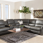 Baxton Studio Amaris Modern and Contemporary Grey Bonded Leather 5-Piece Power Reclining Sectional Sofa with USB Ports