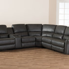 Baxton Studio Amaris Modern and Contemporary Grey Bonded Leather 5-Piece Power Reclining Sectional Sofa with USB Ports