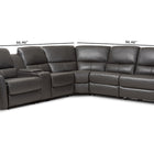 Baxton Studio Amaris Modern and Contemporary Grey Bonded Leather 5-Piece Power Reclining Sectional Sofa with USB Ports