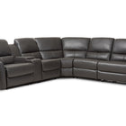 Baxton Studio Amaris Modern and Contemporary Grey Bonded Leather 5-Piece Power Reclining Sectional Sofa with USB Ports