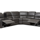 Baxton Studio Amaris Modern and Contemporary Grey Bonded Leather 5-Piece Power Reclining Sectional Sofa with USB Ports