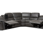 Baxton Studio Amaris Modern and Contemporary Grey Bonded Leather 5-Piece Power Reclining Sectional Sofa with USB Ports