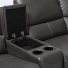 Baxton Studio Amaris Modern and Contemporary Grey Bonded Leather 5-Piece Power Reclining Sectional Sofa with USB Ports