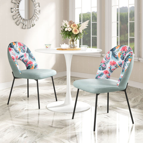 Zuo Bethpage Dining Chair (Set of 2) Multicolor Print & Green
