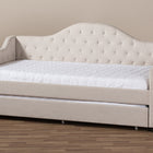 Baxton Studio Perry Modern and Contemporary Light Beige Fabric Daybed with Trundle