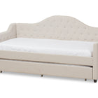 Baxton Studio Perry Modern and Contemporary Light Beige Fabric Daybed with Trundle