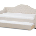 Baxton Studio Perry Modern and Contemporary Light Beige Fabric Daybed with Trundle