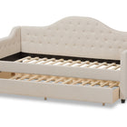 Baxton Studio Perry Modern and Contemporary Light Beige Fabric Daybed with Trundle