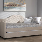 Baxton Studio Perry Modern and Contemporary Light Beige Fabric Daybed with Trundle