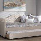 Baxton Studio Perry Modern and Contemporary Light Beige Fabric Daybed with Trundle
