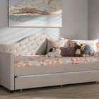 Baxton Studio Perry Modern and Contemporary Light Beige Fabric Daybed with Trundle