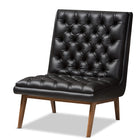 Baxton Studio Annetha Mid-Century Modern Black Faux Leather Upholstered Walnut Finished Wood Lounge Chair