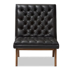 Baxton Studio Annetha Mid-Century Modern Black Faux Leather Upholstered Walnut Finished Wood Lounge Chair