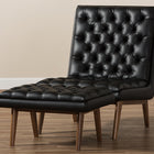 Baxton Studio Annetha Mid-Century Modern Black Faux Leather Upholstered Walnut Finished Wood Chair And Ottoman Set