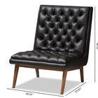 Baxton Studio Annetha Mid-Century Modern Black Faux Leather Upholstered Walnut Finished Wood Lounge Chair