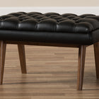 Baxton Studio Annetha Mid-Century Modern Black Faux Leather Upholstered Walnut Finished Wood Ottoman