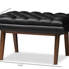 Baxton Studio Annetha Mid-Century Modern Black Faux Leather Upholstered Walnut Finished Wood Ottoman