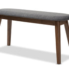 Baxton Studio Easton Mid-Century Modern Dark Grey Fabric Upholstered Walnut Finished Wood Bench