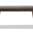 Baxton Studio Easton Mid-Century Modern Dark Grey Fabric Upholstered Walnut Finished Wood Bench