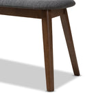 Baxton Studio Easton Mid-Century Modern Dark Grey Fabric Upholstered Walnut Finished Wood Bench