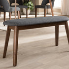 Baxton Studio Easton Mid-Century Modern Dark Grey Fabric Upholstered Walnut Finished Wood Bench