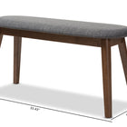 Baxton Studio Easton Mid-Century Modern Dark Grey Fabric Upholstered Walnut Finished Wood Bench