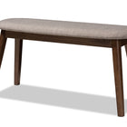 Baxton Studio Easton Mid-Century Modern Light Grey Fabric Upholstered Walnut Finished Wood Bench