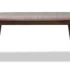 Baxton Studio Easton Mid-Century Modern Light Grey Fabric Upholstered Walnut Finished Wood Bench