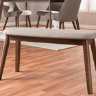 Baxton Studio Easton Mid-Century Modern Light Grey Fabric Upholstered Walnut Finished Wood Bench