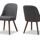 Baxton Studio Cody Mid-Century Modern Dark Grey Fabric Upholstered Walnut Finished Wood Dining Chair (Set of 2)