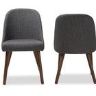 Baxton Studio Cody Mid-Century Modern Dark Grey Fabric Upholstered Walnut Finished Wood Dining Chair (Set of 2)