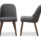 Baxton Studio Cody Mid-Century Modern Dark Grey Fabric Upholstered Walnut Finished Wood Dining Chair (Set of 2)