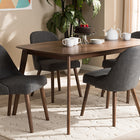 Baxton Studio Cody Mid-Century Modern Dark Grey Fabric Upholstered Walnut Finished Wood 5-Piece Dining Set