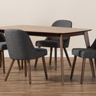 Baxton Studio Cody Mid-Century Modern Dark Grey Fabric Upholstered Walnut Finished Wood 5-Piece Dining Set