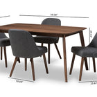 Baxton Studio Cody Mid-Century Modern Dark Grey Fabric Upholstered Walnut Finished Wood 5-Piece Dining Set