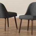 Baxton Studio Cody Mid-Century Modern Dark Grey Fabric Upholstered Walnut Finished Wood Dining Chair (Set of 2)
