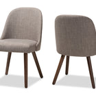 Baxton Studio Cody Mid-Century Modern Light Grey Fabric Upholstered Walnut Finished Wood Dining Chair (Set of 2)