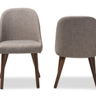 Baxton Studio Cody Mid-Century Modern Light Grey Fabric Upholstered Walnut Finished Wood Dining Chair (Set of 2)