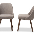 Baxton Studio Cody Mid-Century Modern Light Grey Fabric Upholstered Walnut Finished Wood Dining Chair (Set of 2)