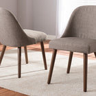 Baxton Studio Cody Mid-Century Modern Light Grey Fabric Upholstered Walnut Finished Wood Dining Chair (Set of 2)