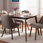 Baxton Studio Cody Mid-Century Modern Light Grey Fabric Upholstered Walnut Finished Wood 5-Piece Dining Set