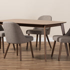 Baxton Studio Cody Mid-Century Modern Light Grey Fabric Upholstered Walnut Finished Wood 5-Piece Dining Set
