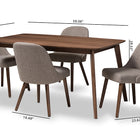 Baxton Studio Cody Mid-Century Modern Light Grey Fabric Upholstered Walnut Finished Wood 5-Piece Dining Set