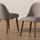 Baxton Studio Cody Mid-Century Modern Light Grey Fabric Upholstered Walnut Finished Wood Dining Chair (Set of 2)